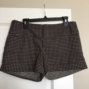 Alice + Olivia Polka Dot, Brown,Cuffed Shorts; 10